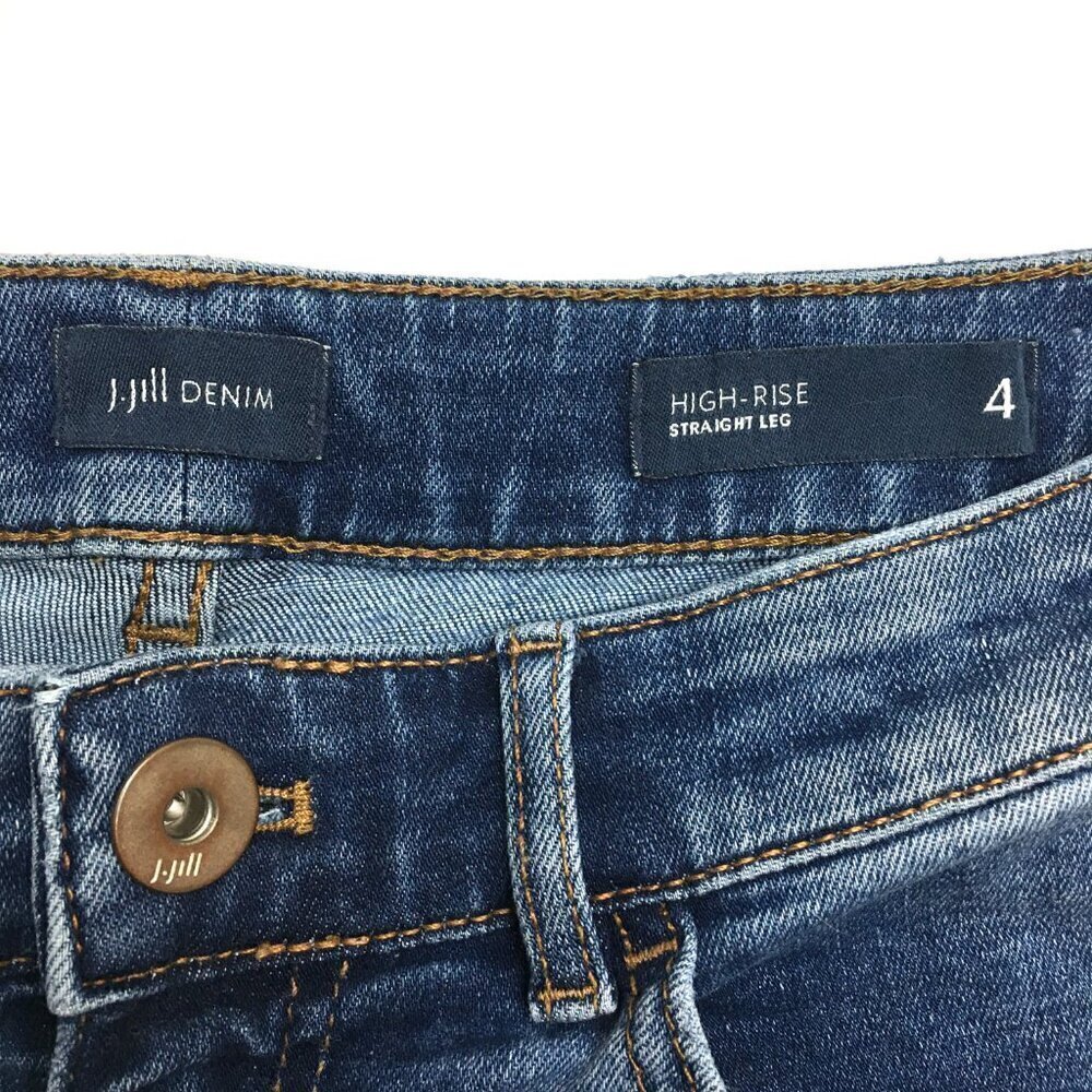 J. Jill Denim Women's Jeans Straight Leg High Rise Frayed Hems size 4 length 26" - Picture 3 of 9
